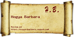 Hogya Barbara névjegykártya
